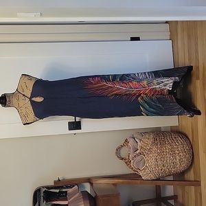 Lovestitch Tropical Print Halter Keyhole Dress - Size S/M